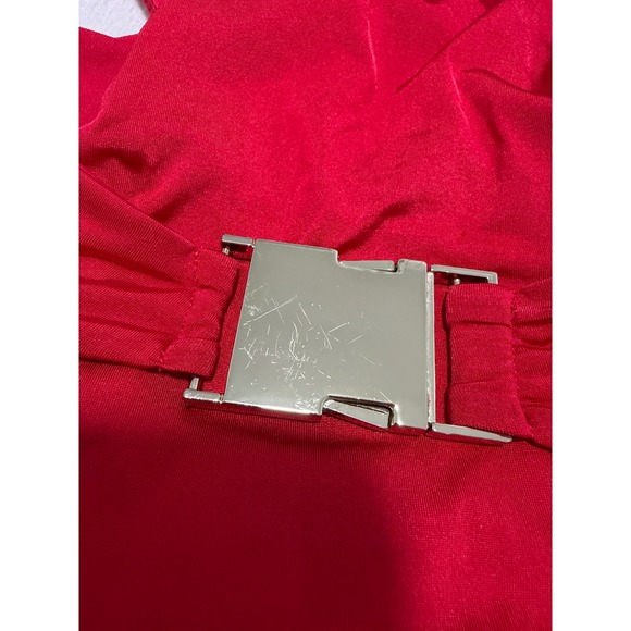 MOEVA LONDON Red Cutout One Piece Swimsuit Gold Buckle Size S - Picture 7 of 7